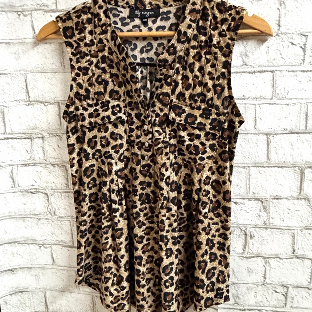 Sleeveless V-Neck Tank Leopard Print Business Casual Dress Tank